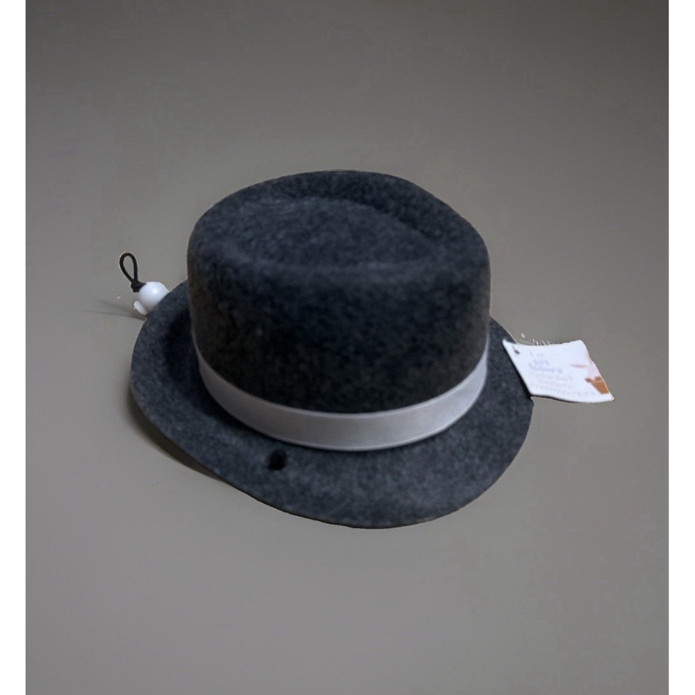 Dog Fedora Costume Hat Grey Felt For Medium Sized Dog